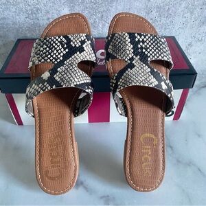 Circus by Sam Edelman Brynn Snakeskin Slide Sandals Size 8